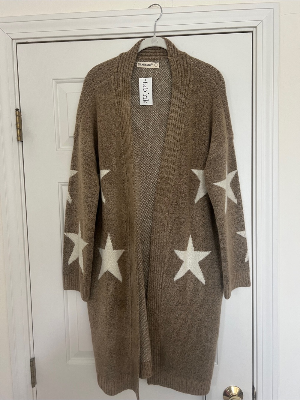 fab'rik Taupe Star Open-Front Cardigan